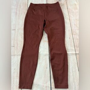 Duluth Trading Co Ponte Pro Leggings Womens Size 10 Maroon Red Zip Pockets Yoga